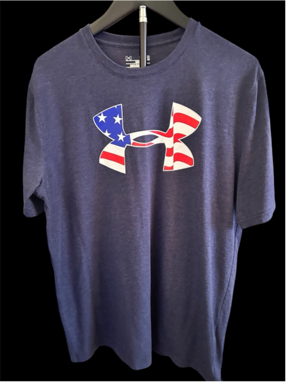 Men's Under Armour Blue American Flag Logo Short Sleeve Tee M